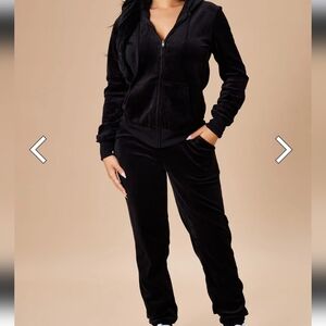 Women's 2pc Blk Velour Set
